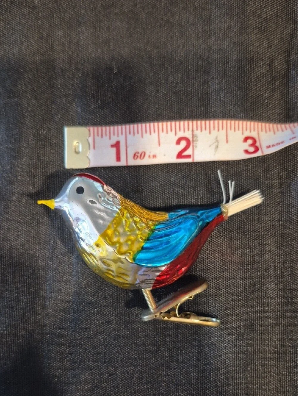Mercury Glass Multi-Color Clip-On Bird Christmas Ornament